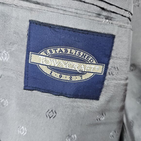 Towncraft Men's Blazer Dark Gray Windowpane Size 43L Herringbone LINER FADING - Picture 6 of 16